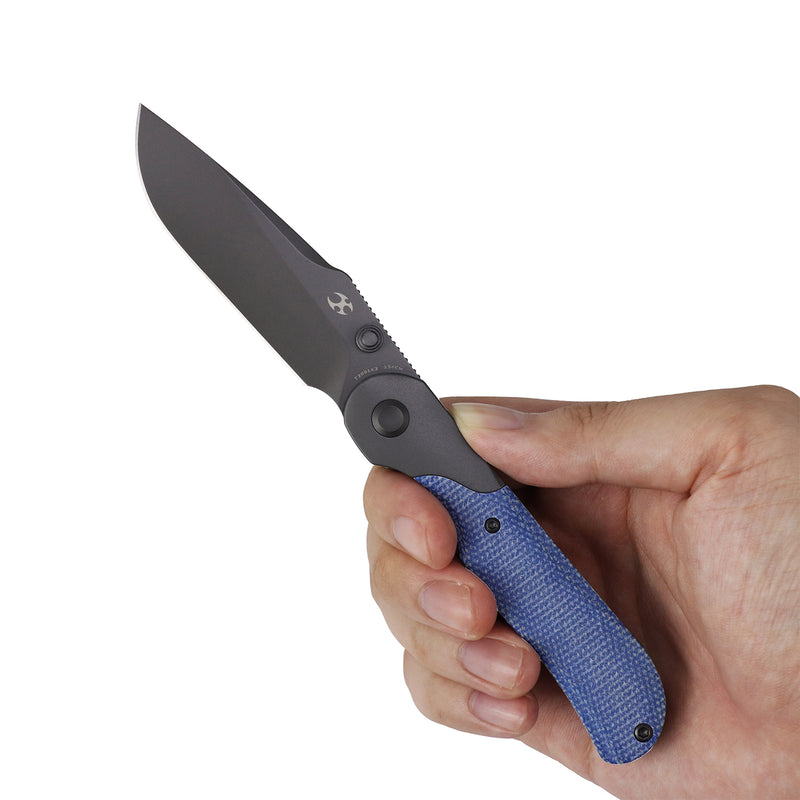Lichen | Bolster Lock | Blue Micarta | 3.02" 154CM | Derek Sharon | T2091A2