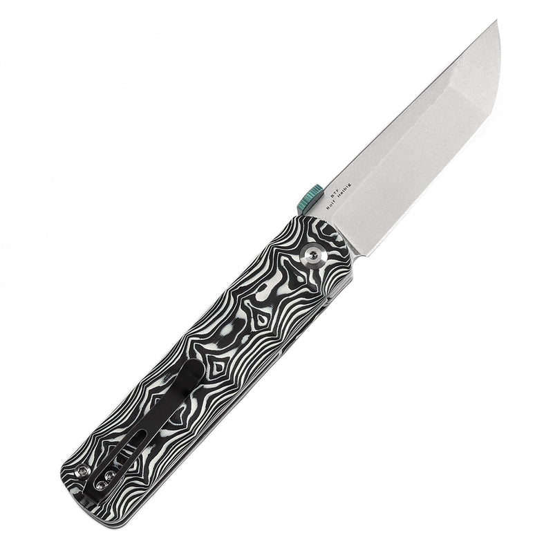 KANSEPT BTF Thumb Disc Knife Black White Nebula Carbon Fiber Handle (3.24'' CPM-S35VN Blade)Rolf  Helbig-K1064A3