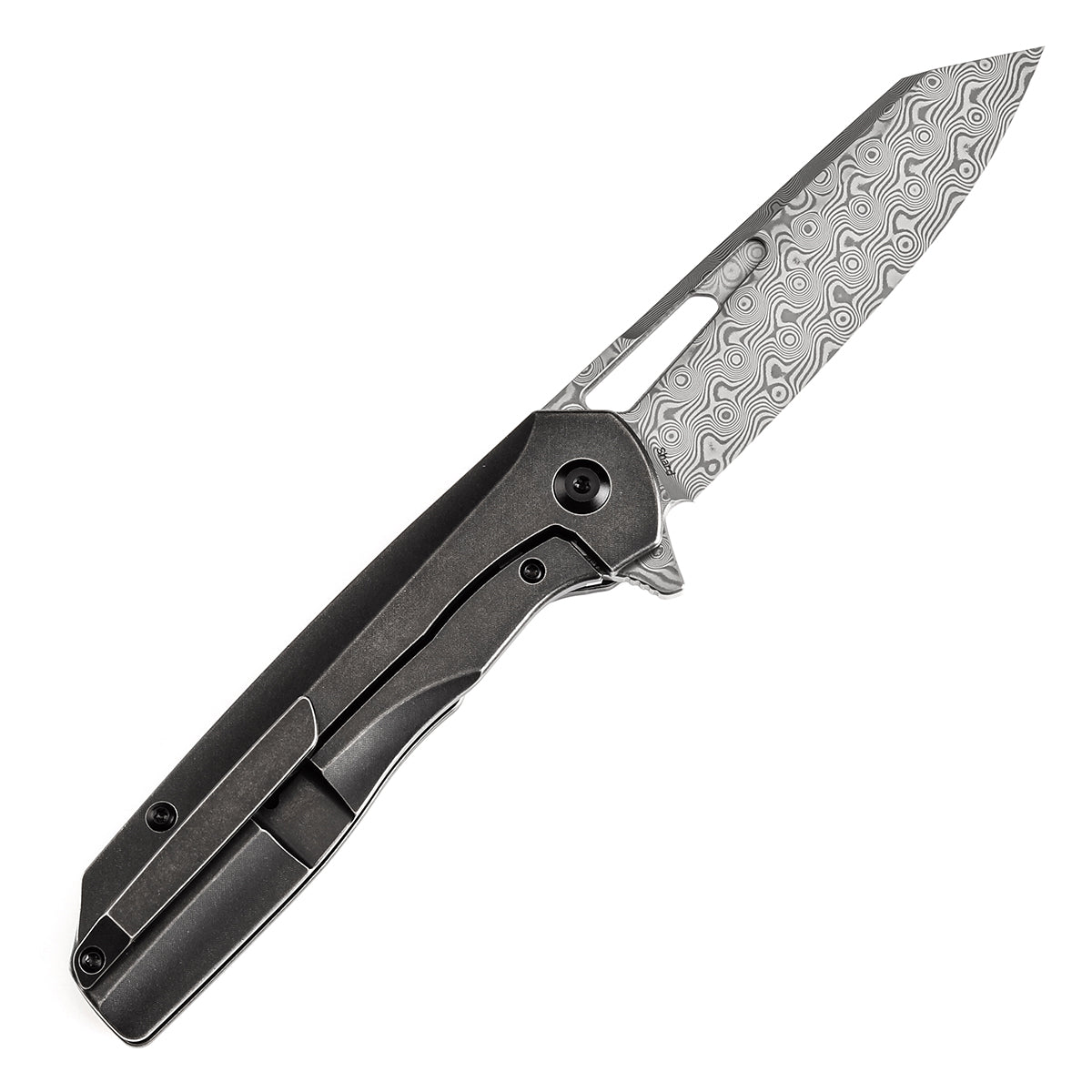 KANSEPT Shard K1006C2 Damascus Blade Blackwashed Titanium and