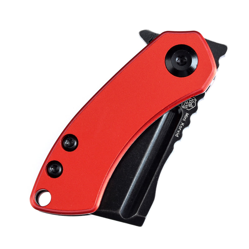 KANSEPT Mini Korvid  Flipper Knife Red Anodized Aluminum Handle (1.45'' Stonewashed 154CM Blade) Koch Tools Design-T3030P3