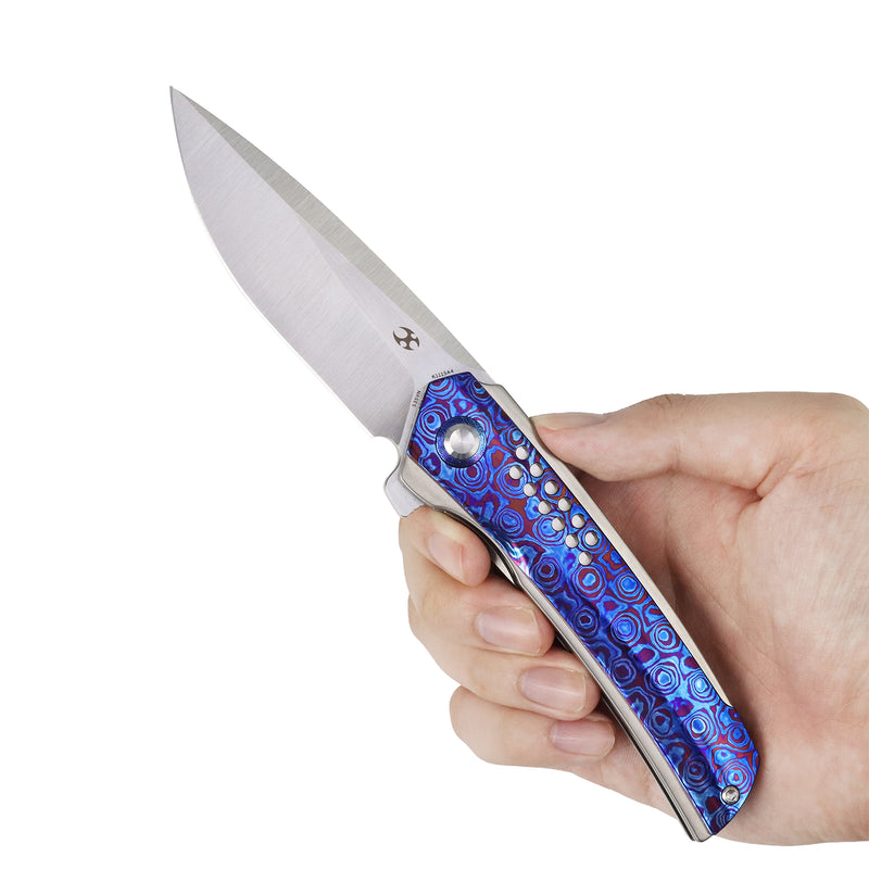 Tracer | Frame Lock | Titanium & Timascus | 3.46" Brushed Satin  CPM S35VN | Tuff Knives | K1115A4