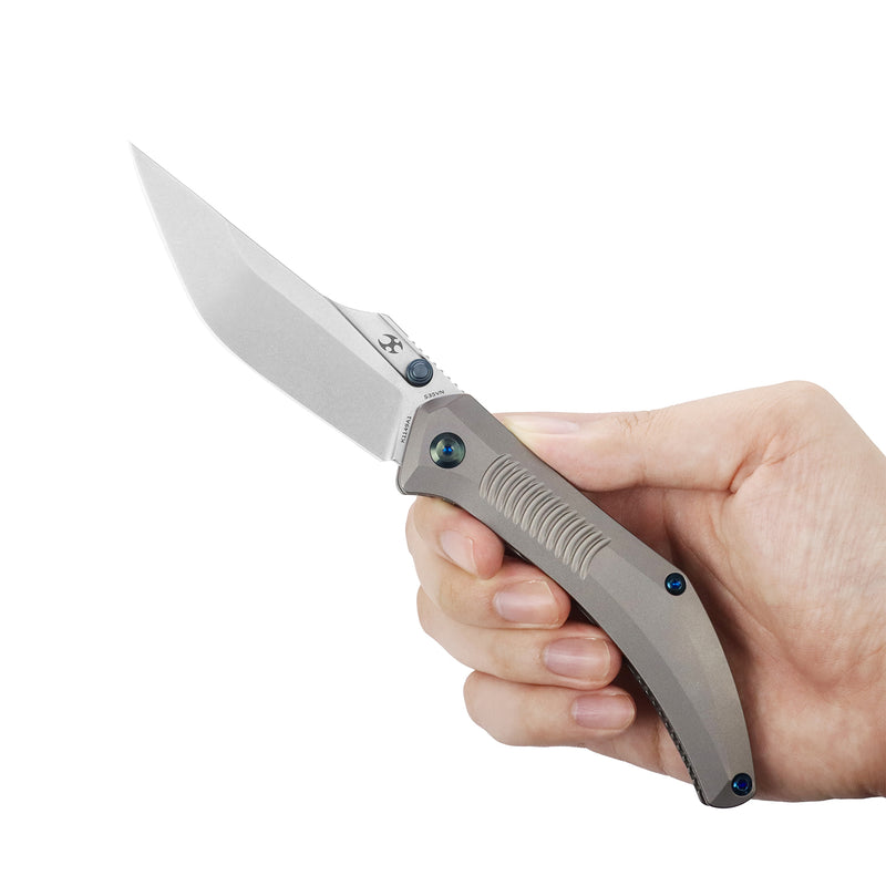 Navaja | Frame Lock | Stonewashed Titanium | 3.61" CPM S35VN | Pinkerton Knives | K1149A1