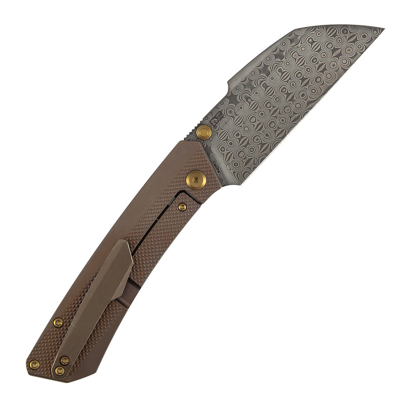 KANSEPT Contra | Thumb Stubs | Bronze Anodized Titanium with Diamond Pattern | 3.25" Damascus | Nathan Contra Design | K1139A4