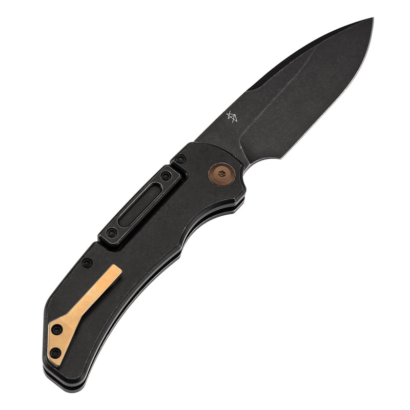 KANSEPT Hazard Bali Lock Knife Blackwash Titanium Handle(3.63" CPM S35VN Blade)Steven Dunnuck Design-K1104H3