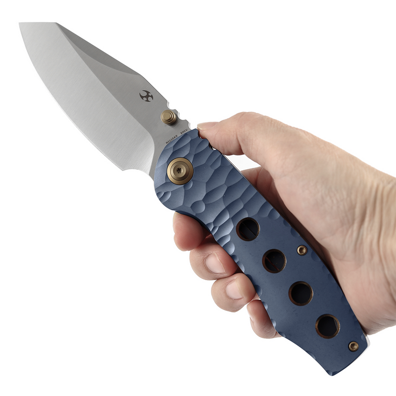 Kansept Caveman | Frame Lock | Blue Anodized and Stonewashed