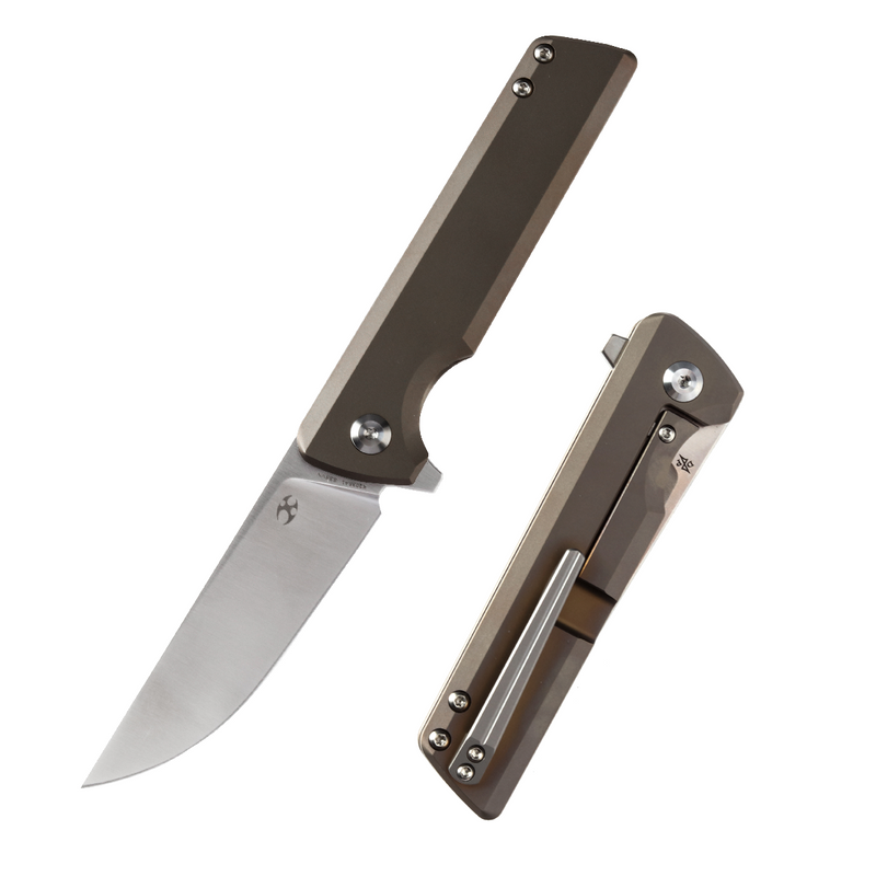 KANSEPT Anomaly Flipper Knife Bronze Anodized Titanium Handle (3.14''CPM-S35VN Blade) Dirk Pinkerton-K2038A1
