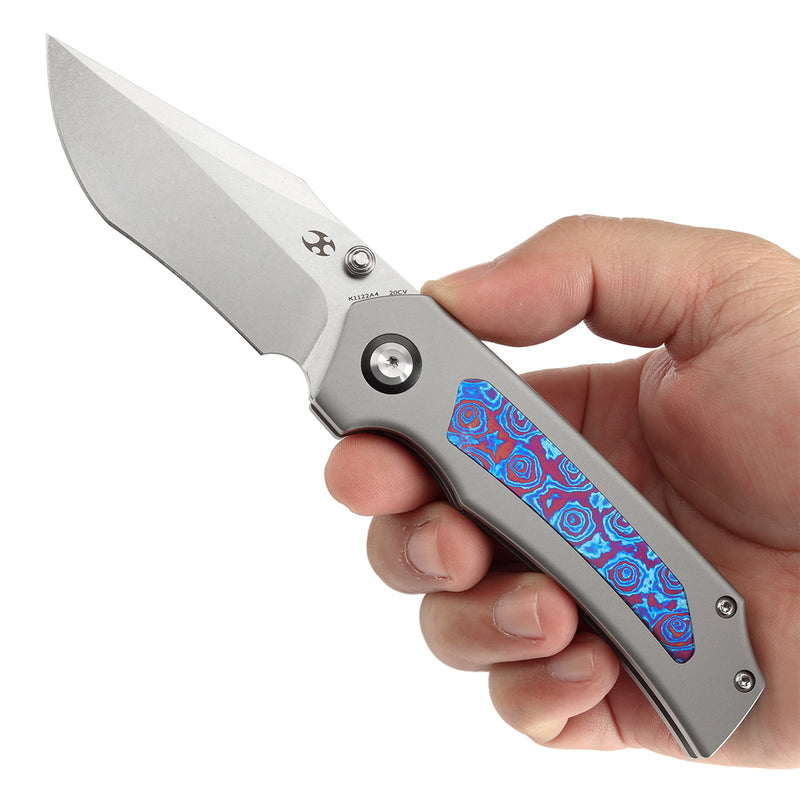 KANSEPT Fermi Timascus Handle (3.11" CPM 20CV Blade) Burchtree Designs-K1122A4