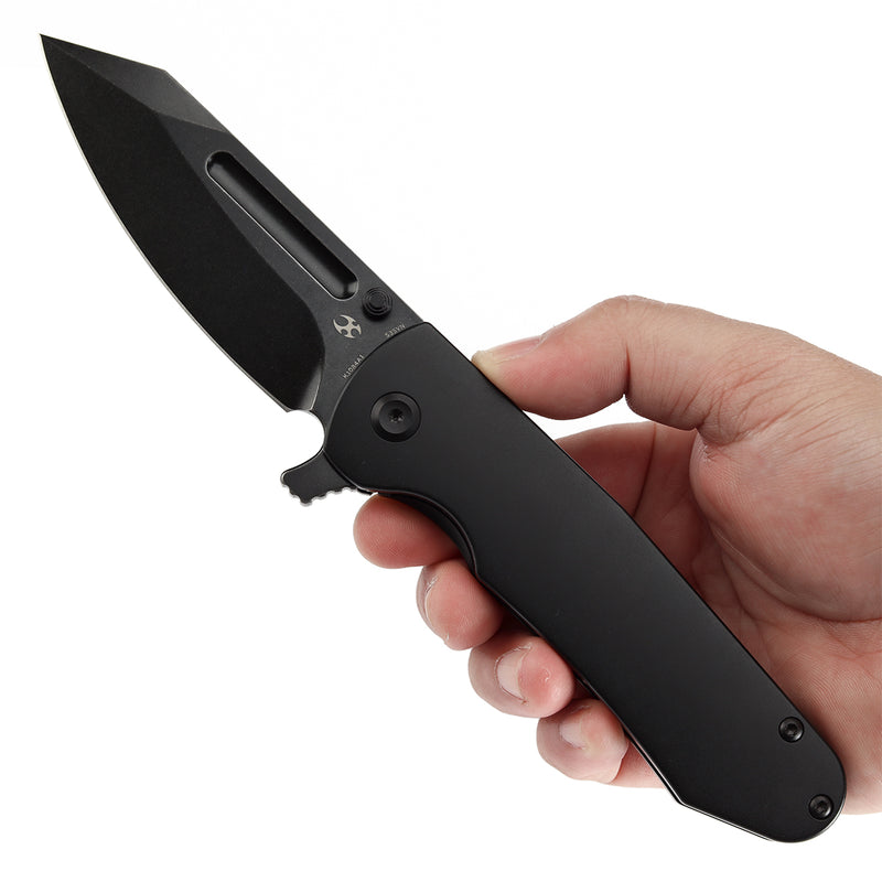 KANSEPT Superhawk Flipper Knife Black Anodized Titanium Handle(3.89''CPM S35VN Blade) Warhawk Knives Design-K1084A1