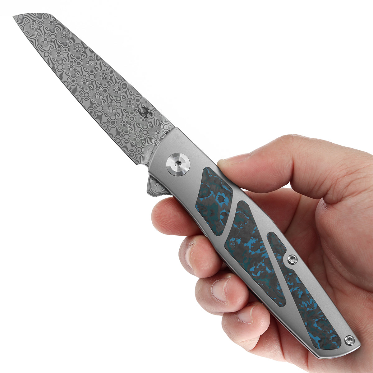 KANSEPT Cru Flipper Knife Plain Titanium & Artic Storm Fatcarbon