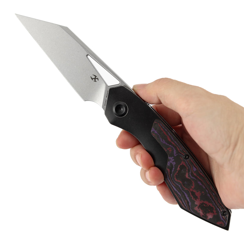KANSEPT STRIP | Thumb Hole | Purple Haze Fatcarbon+Blackwash Titanium | 3.4" Magnacut Blade | RON STEELE DESIGN | K1113A2