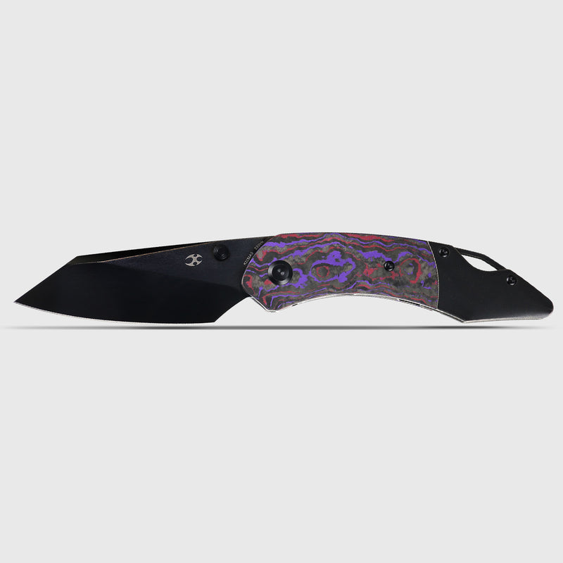 Exclusive | K9 | Bolster Liner Lock | Purple Haze Fatcarbon & Balckwash Titanium | 3.63" Black Mirror DLC CPM S35VN| Keanison Knives Design | K1151A5