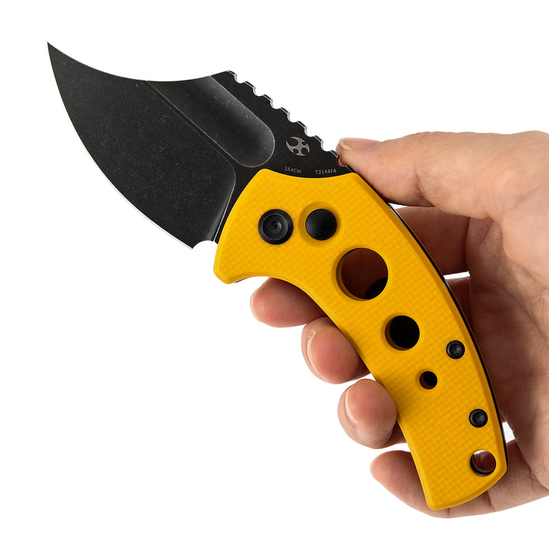 ［PREORDER］Ship on April 10th ｜Kansept Wasp | Button Lock | Yellow G10 with Holes | 2.36" 154CM Blade | Koch Tools Design | T2144F4