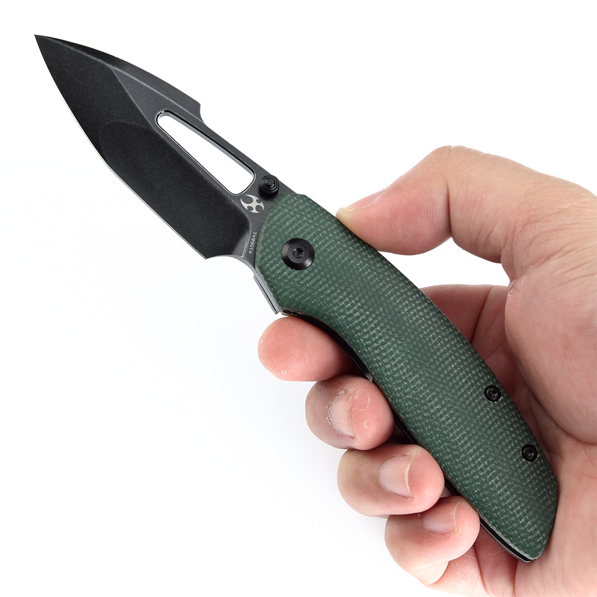 KANSEPT Link Thumb Studs Green Micarta and Blackwash Titanium