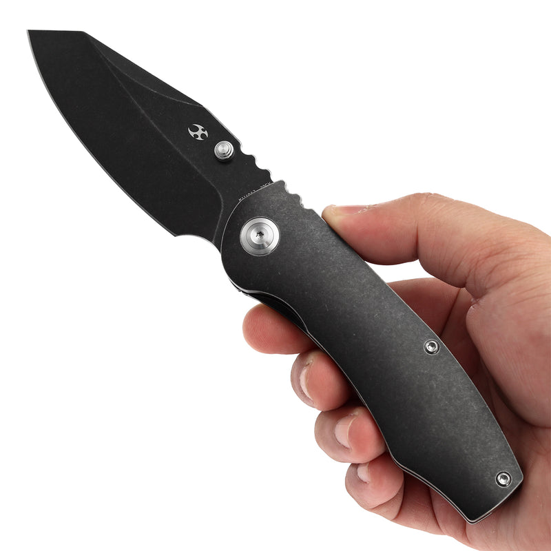 KANSEPT Caveman Thumb Stub Blackwash Titanium Handle (3.57" CPM 20CV Blade) with Jesse Pauley Design-K1110A2