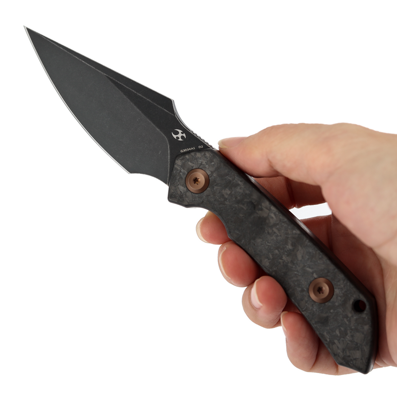 Kansept Fenrir  | Fixed Blade | Shred Carbon Fiber |2.87" D2 Blade |   Sparrow Knife Design | G3034A1