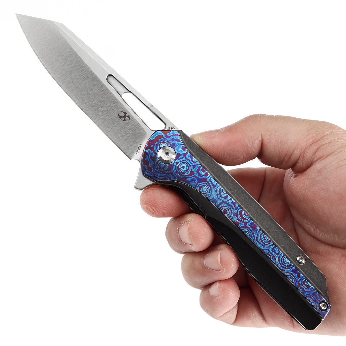 KANSEPT Shard Blackwash Titanium with Timascus and Timascus Clip