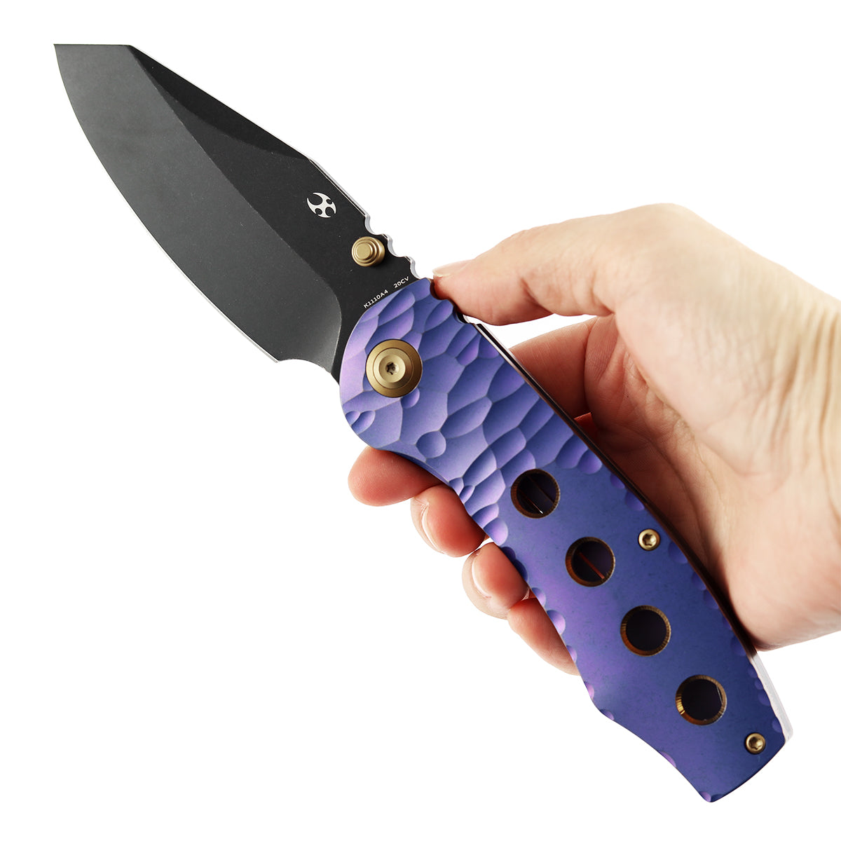 Kansept Caveman | Frame Lock | Purple Anodized and Stonewashed