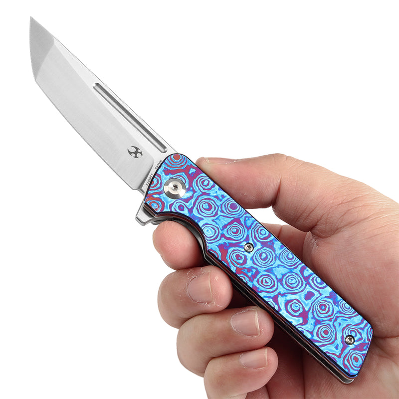 KANSEPT Anomaly Flipper Knife Timascus Handle with Timascus Clip(3.14''CPM-S35VN Blade) Dirk Pinkerton-K2038T7