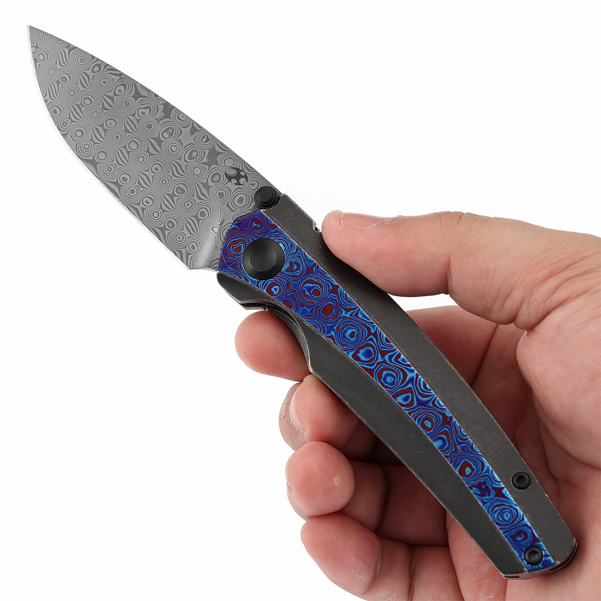 KANSEPT Thumb Stub Raven Blackwash Titanium wtih Timascus Handle