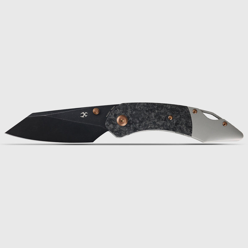 K9 | Bolster Liner Lock | Shred Carbon Fiber & Plain Titanium | 3.63" CPM S35VN | Keanison Knives Design | K1151A1