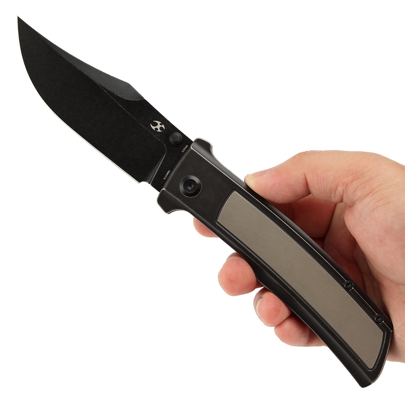 KANSEPT Bison Thumb Stub Blackwash Titanium Handle 4.25" CPM S35VN Blade) with Ray Laconico Knives Design-K1108B1