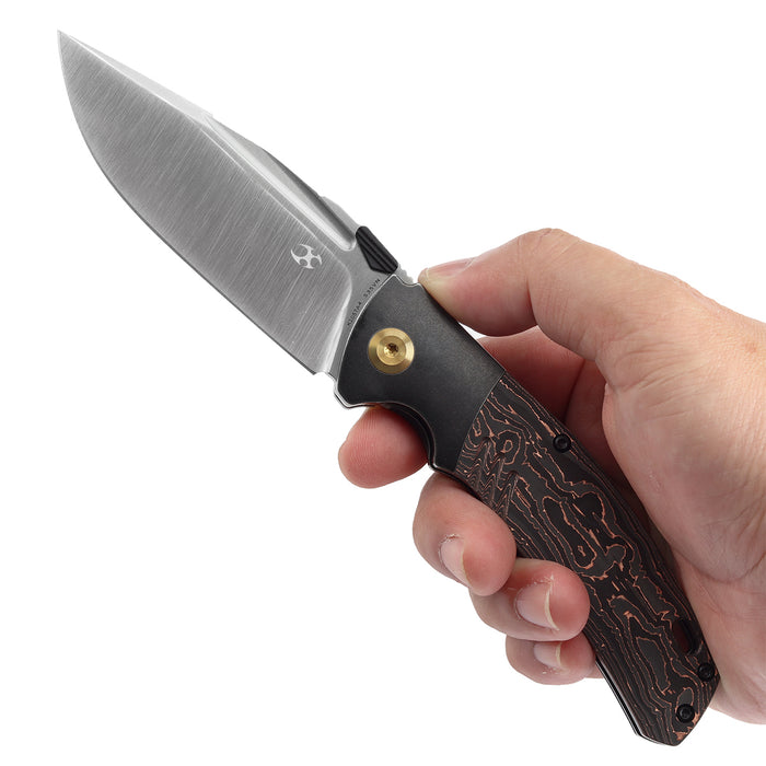 KANSEPT Hinterland Thumb Stub Blackwash Titanium and Copper Carbon Fiber Handle (3.58" CPM S35VN Blade) Morgan Koens Design-K1057A4