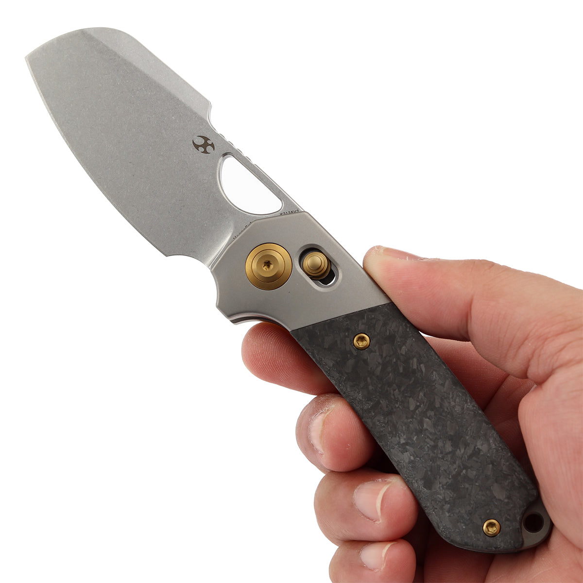 KANSEPT Nahual Crossbar Lock Knife Beadblasted Titanium with Shred