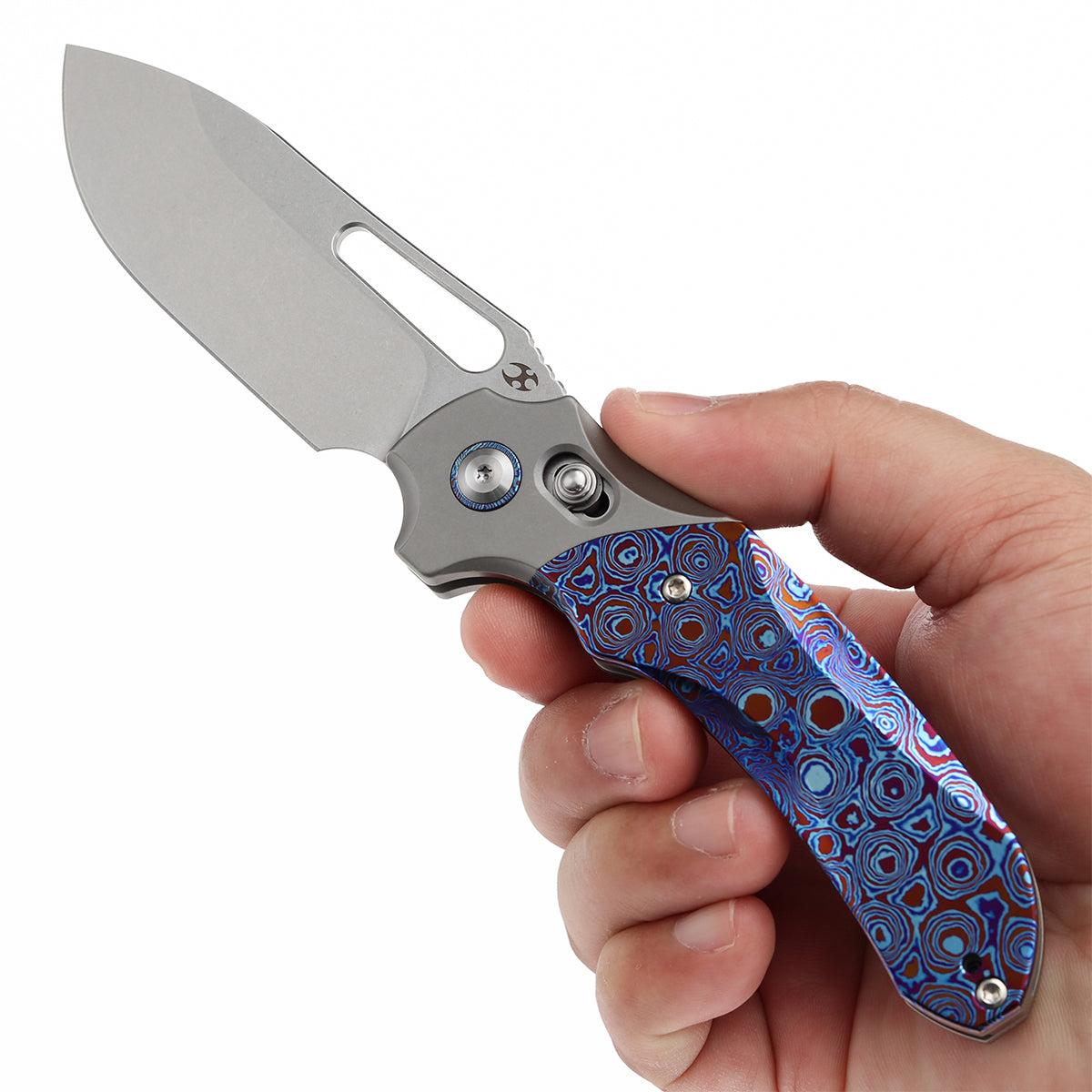 KANSEPT Quasar Cross Bar Lock Stonewashed Titanium and Timascus
