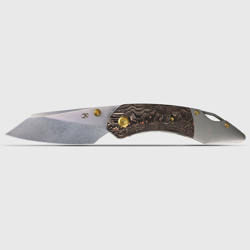 K9 | Bolster Liner Lock | Copper Carbon Fiber & Plain Titanium | 3.63" CPM S35VN | Keanison Knives Design | K1151A2