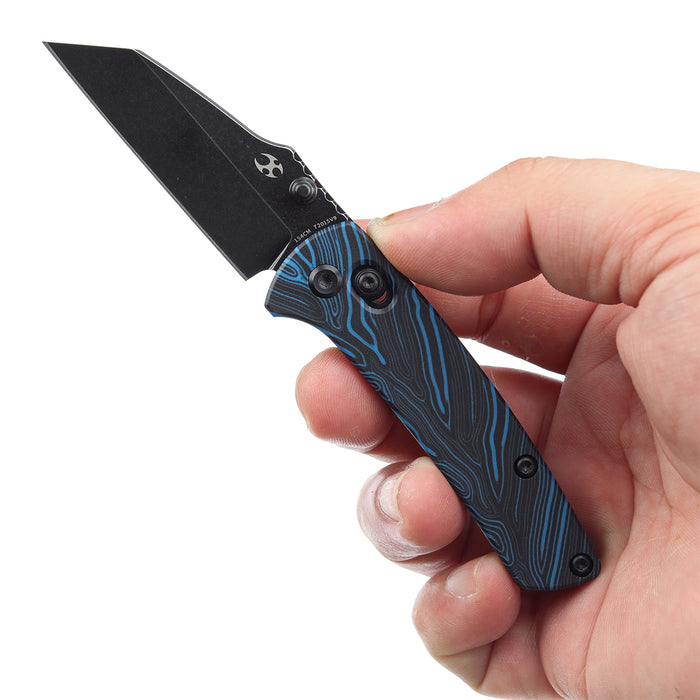 KANSEPT Little Main Street Cross Bar Lock Blue & Black G-mascus Handle (2.26'' Blackwash 154CM Blade) Dirk Pinkerton Design T2015V9