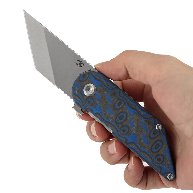 KANSEPT | Dash Liner Lock | Blue & Yellow Vortex Micarta | 2.26" 154CM Blade | Pinkerton Knives | T2045A3