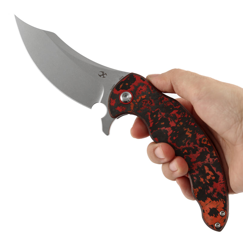 KANSEPT Gilgamesh Flipper MarsValley FatCarbon Fiber with Beadblasted Titanium Handle ( 3.75" CPM S35VN Blade) Andreas Goltz Designed- K1128A2