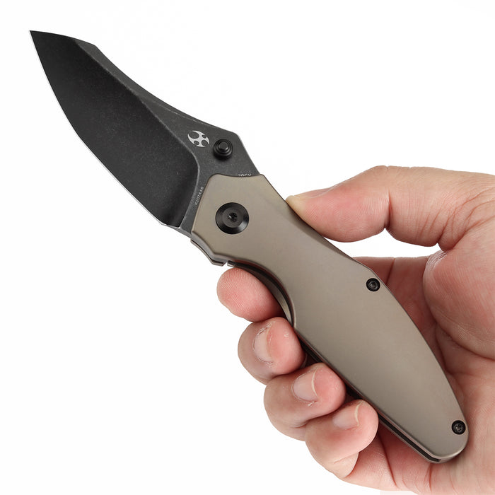 KANSEPT Baba Yaga Thumb Studs Bronze Anodized Titanium Handle (3.06''CPM 20CV Blade ) Sparrow Knife Design -K1074A6