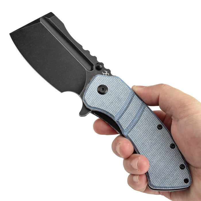 KANSEPT XL Korvid Flipper Knife Blue Micarta Handle (3.55'' 154CM Blade) Koch Tools Design-T1030A8