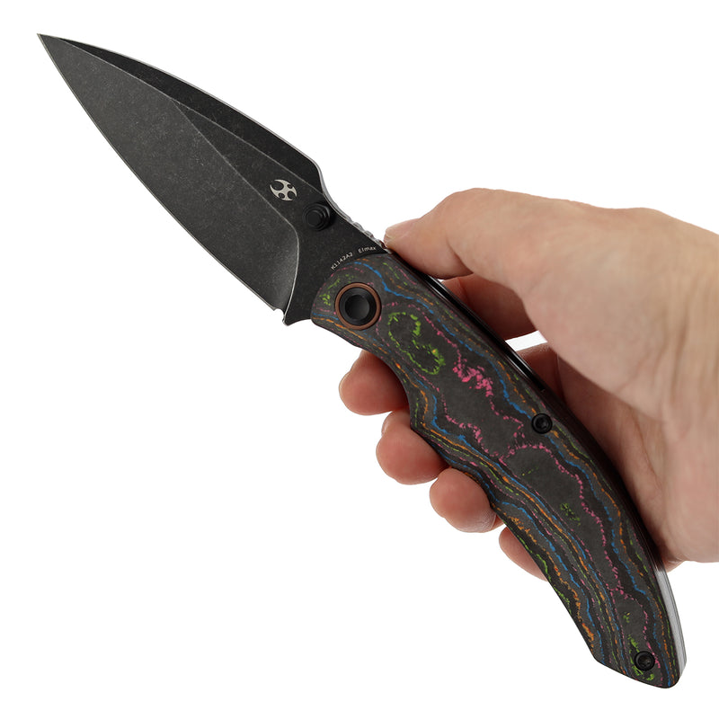 Kansept Falk | Thumb Stud | 80S Camo Carbon Fiber | 3.31" Elmax Blade | Cédric Destombes Designed | K1142A2