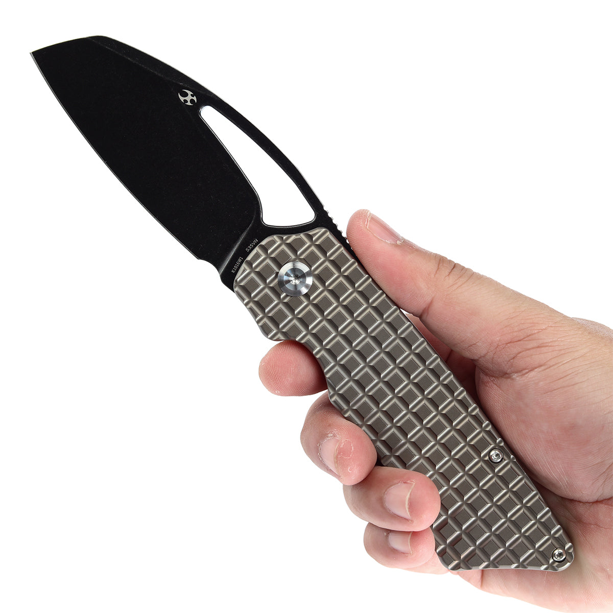 Kansept Goblin XL Thumb Hole Knife Bronze Anodized Titanium with