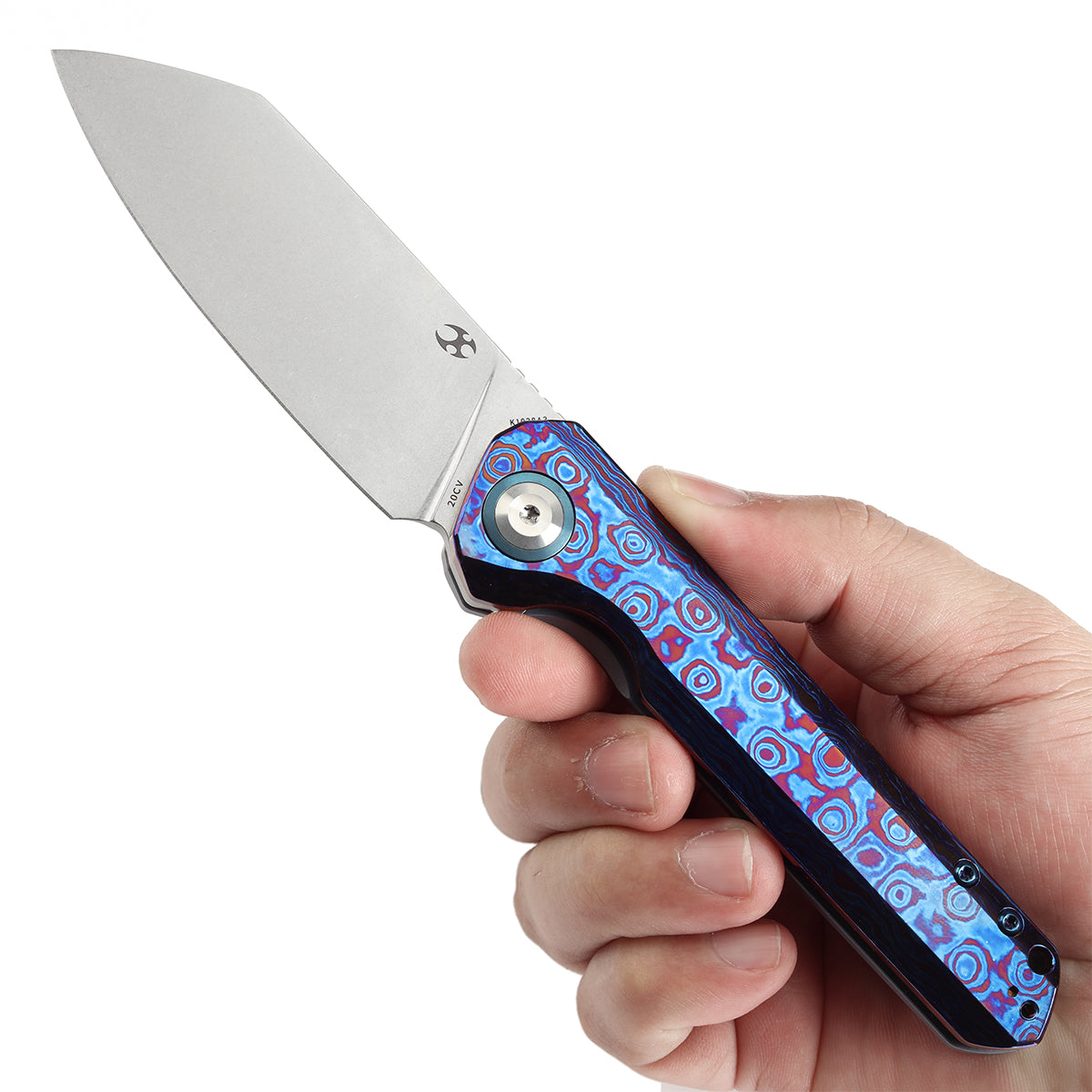 KANSEPT Bulldozer Front Filpper Timascus and Blue Anodized