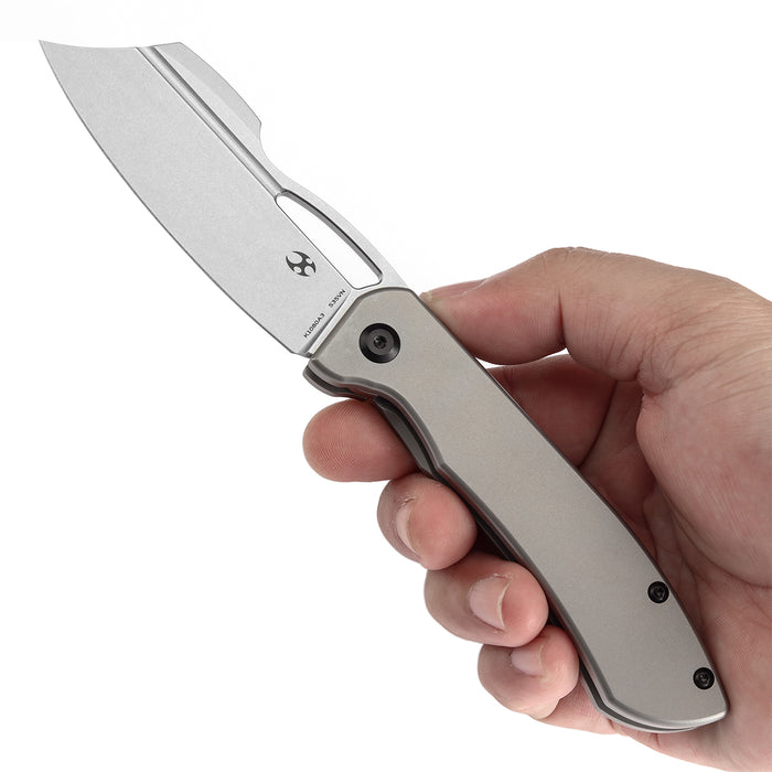 KANSEPT Cybin Thumb Hole Bead Blasted Titanium Handle (3.29''CPM S35VN Blade ) Edgy Bladeworks Design -K1080A3