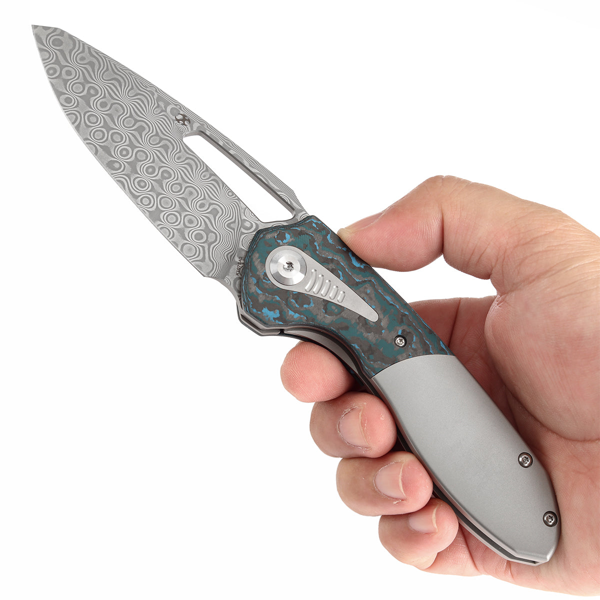 KANSEPT Thoth Thumb Hole Knife Bead Blasted Titanium and Arctic