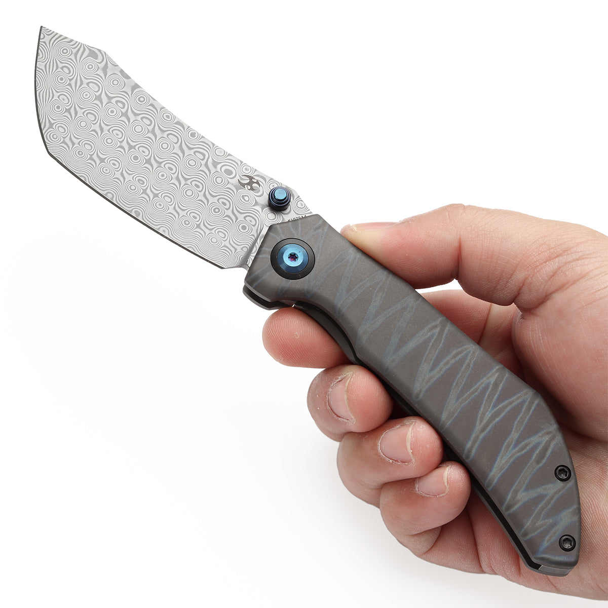 KANSEPT Tipper Thumb Stub Knife Titanium with Tiger Stripe Finish