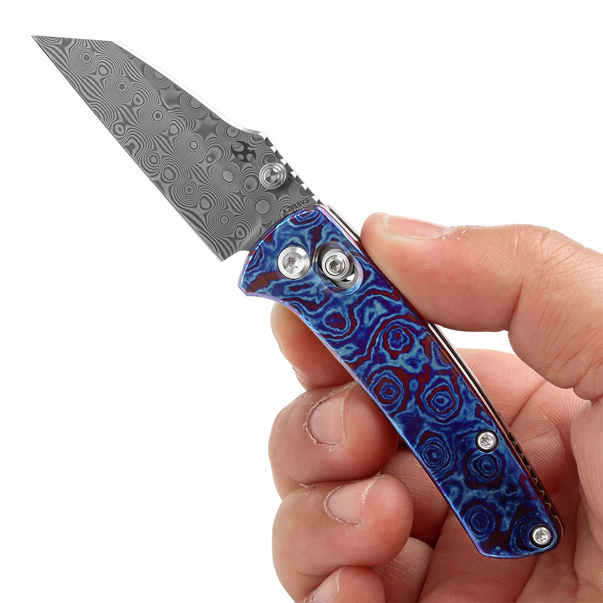 KANSEPT Little Main Street Cross Bar Lock Timascus Handle (2.26