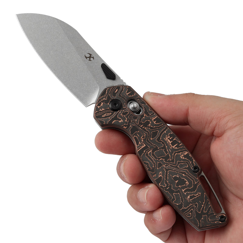 KANSEPT Model 6 Crossbar Lock Knife Copper Carbon Fiber Handle (3.1'' CPM S35VN Blade) Nick Swan Knives Design -K1022V2