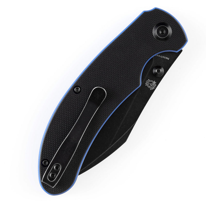 KANSEPT Nesstreet Thumb Stub Knife Black & Blue G10 Handle (3.58''154CM Blade) Karambit Maker-T1039A4