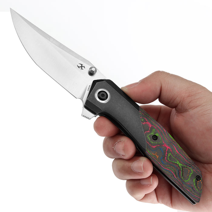 KANSEPT Deadite Thumb Stub Blackwash Titanium with 80S Carbon Fiber Handle(3.53" CPM S35VN Blade) Tuffknives Designed- K1081A3