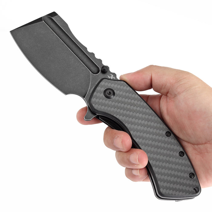 KANSEPT XL Korvid Flipper Knife Carbon Fiber with G10 Handle (3.55'' CPM S35VN Blade) Koch Tools Design-K1030A10