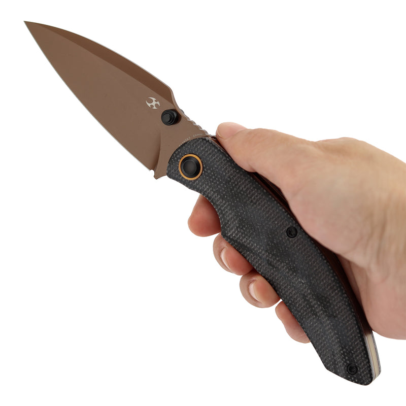 Kansept Falk | Thumb Stud | Black Micarta | 3.31" Elmax Blade | Cédric Destombes Designed | K1142A3
