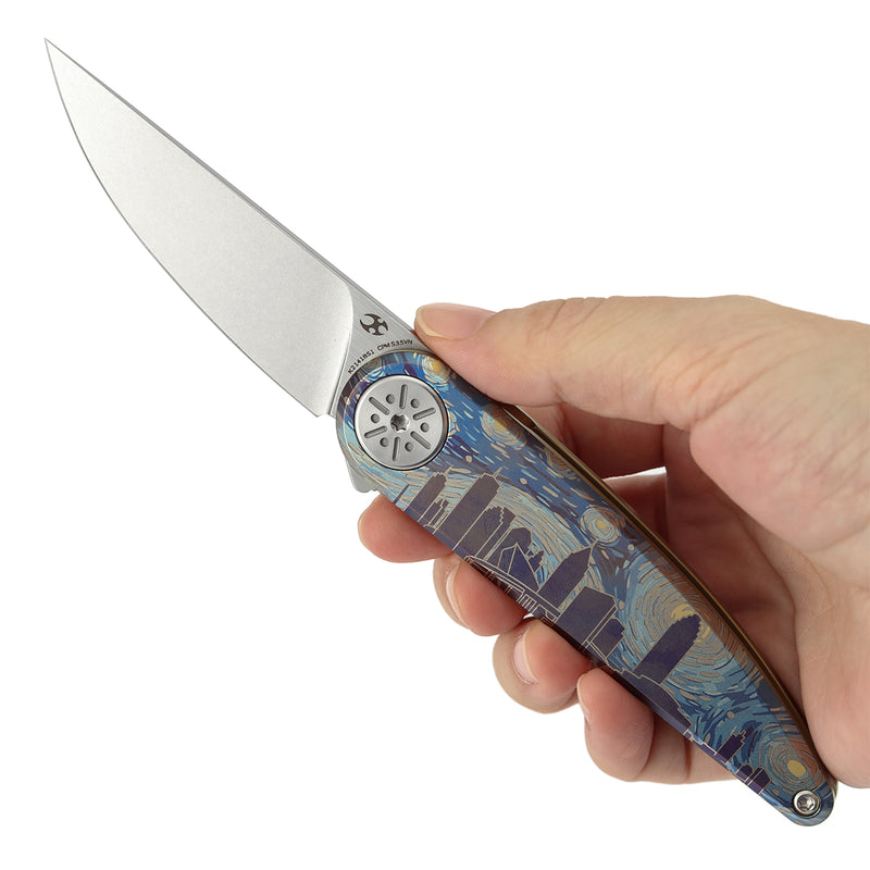 Kansept 2026 Blade Show Atlanta Exclusive Symétrix  | Frame Lock | Titanium with Anodized Art with Custom "Starry Night Over Atlanta" Motif |2.8'' Satin CPM S35VN Blade | Alain André Design | K2141BS1