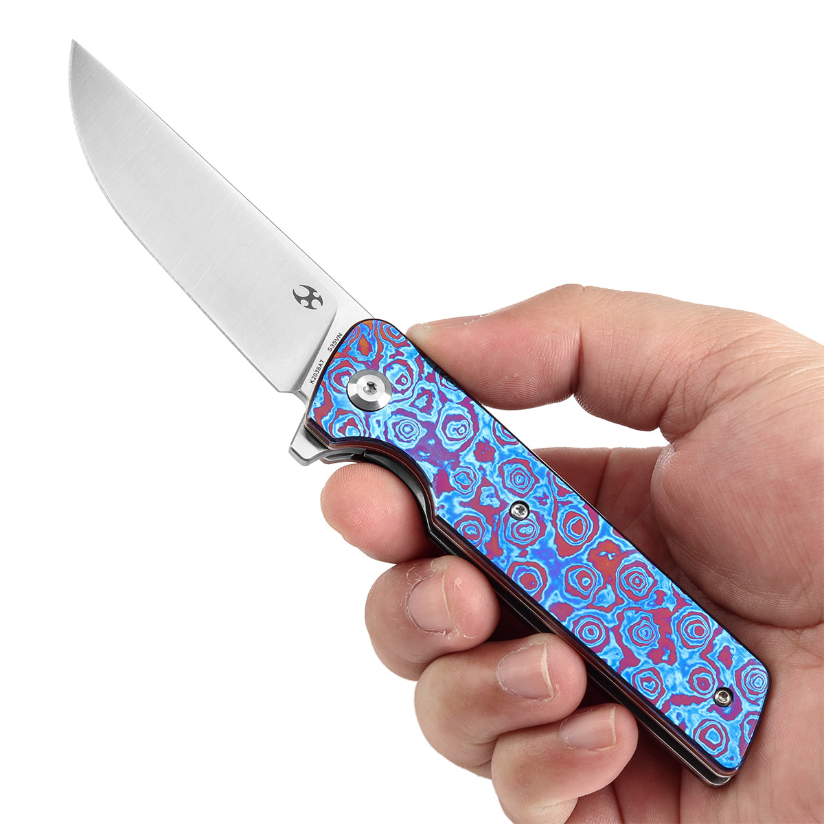イガミ KANSEPT Anomaly Flipper Knife Timascus Handle with Timascus Clip