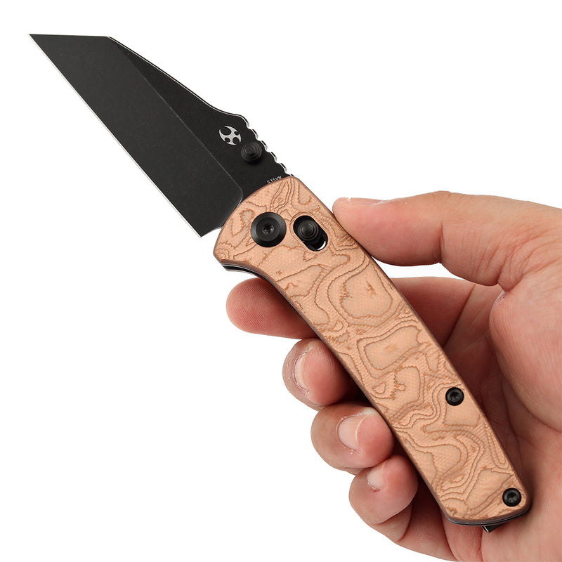 KANSEPT Main Street Crossbar Lock Knife G-10 with Copper Foil Handle(3.36" CPM S35VN Blade)Pinkerton Knives Design-K1015V2