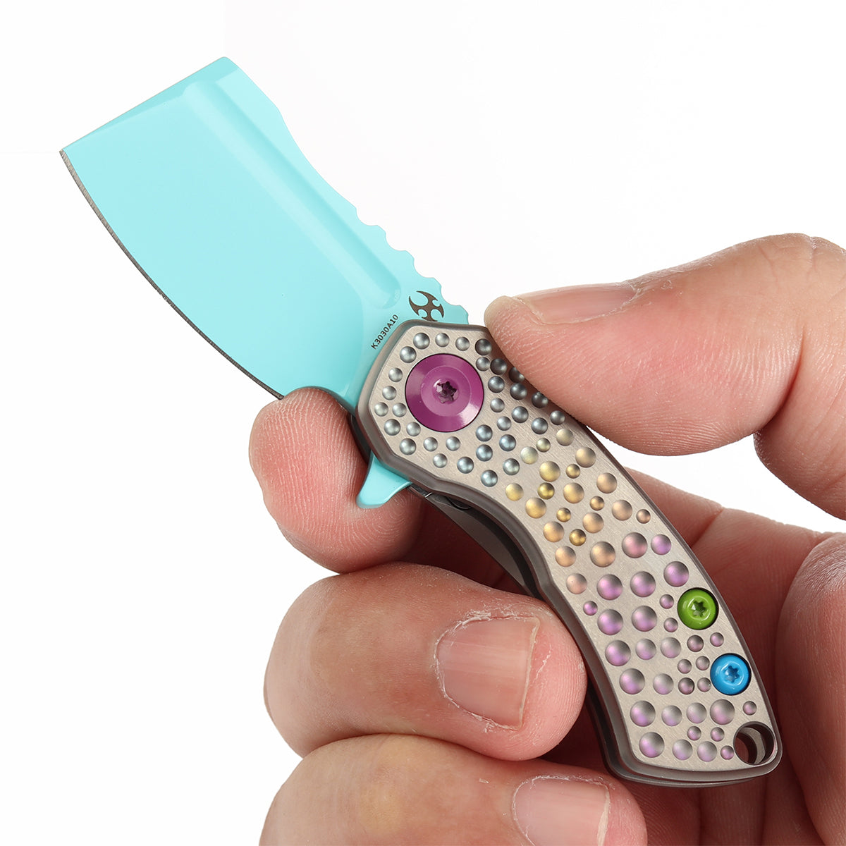KANSEPT Mini Korvid Flipper knife Gradient Titanium Handle With